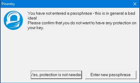 Pinentry - генерация ключа без пароля